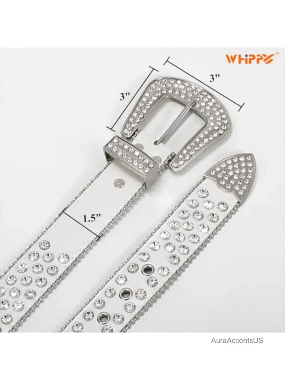 Western Rhinestone Studded Belt with Removable Buckle Cowgirl Cowboy Waist Belt